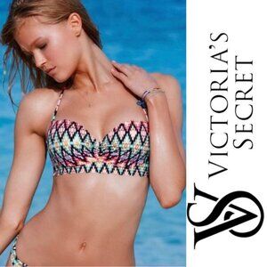 Victoria’s Secret | Warm Ikat Foil The Getaway Halter Bikini Top | Size 32C